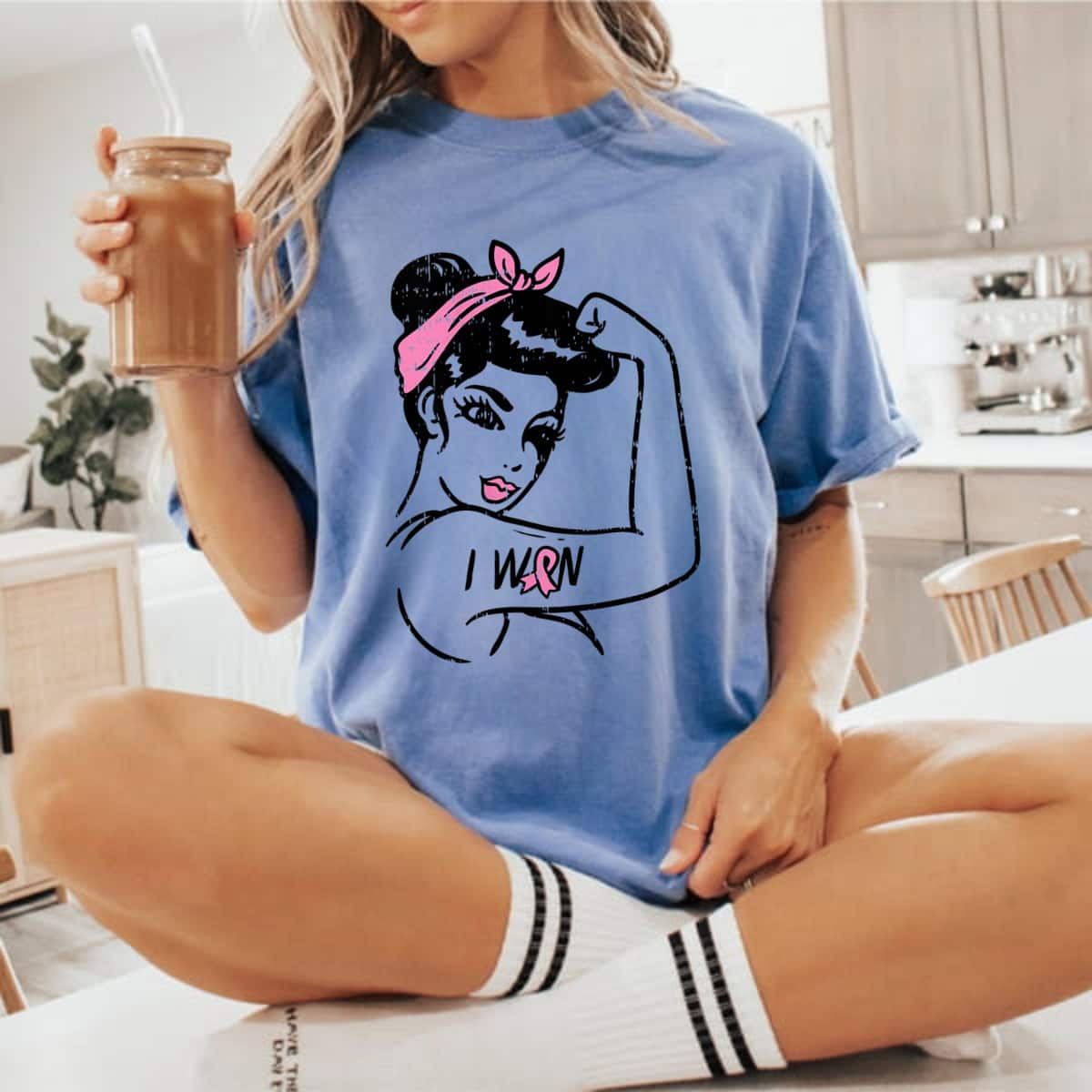 Strong Women Rosie Riveter The I Won Awareness Breast Cancer Survivor T-Shirt Strong Women Rosie Riveter The I Won Awareness Breast Cancer Survivor T-Shirt