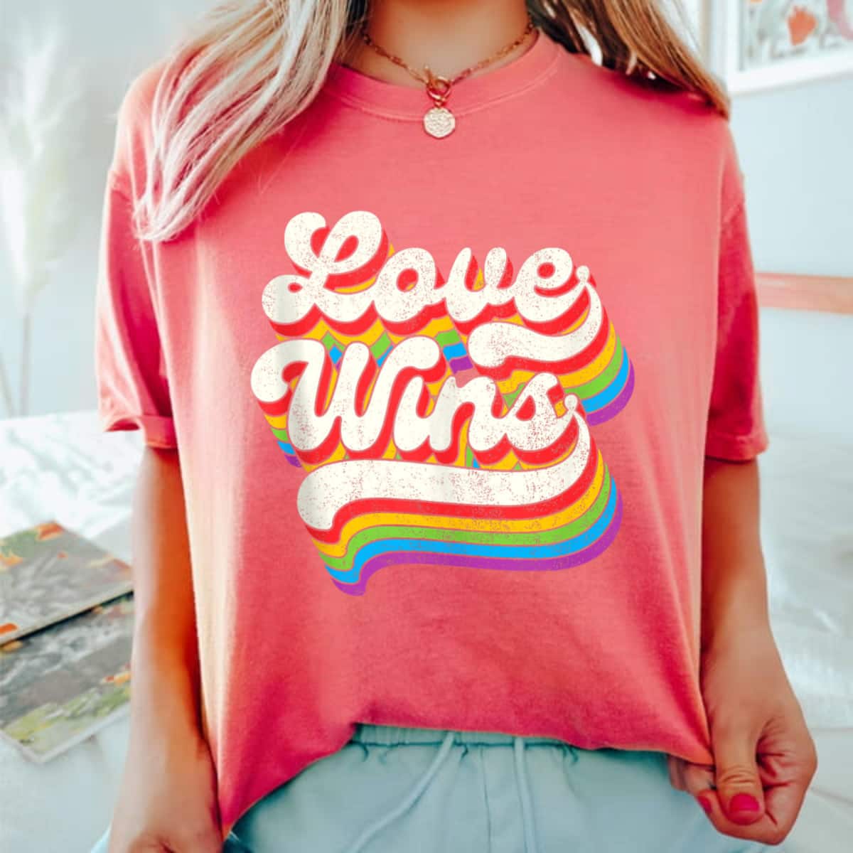 LGBTQ Love Wins Gay Pride LGBT Ally Rainbow Flag Vintage T-Shirt LGBTQ Love Wins Gay Pride LGBT Ally Rainbow Flag Vintage T-Shirt