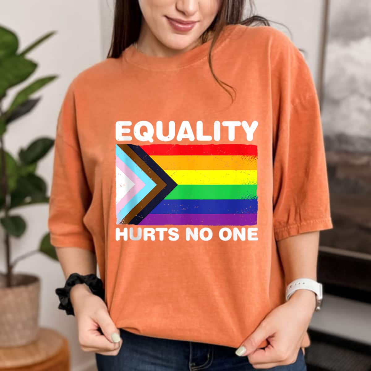 Equality Hurts No One Inclusive Progress LGBT Pride Flag T-Shirt Equality Hurts No One Inclusive Progress LGBT Pride Flag T-Shirt