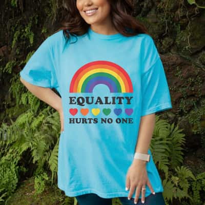 LGBT Disabled Hand Up Rainbow Equality Hurts No One T-Shirt