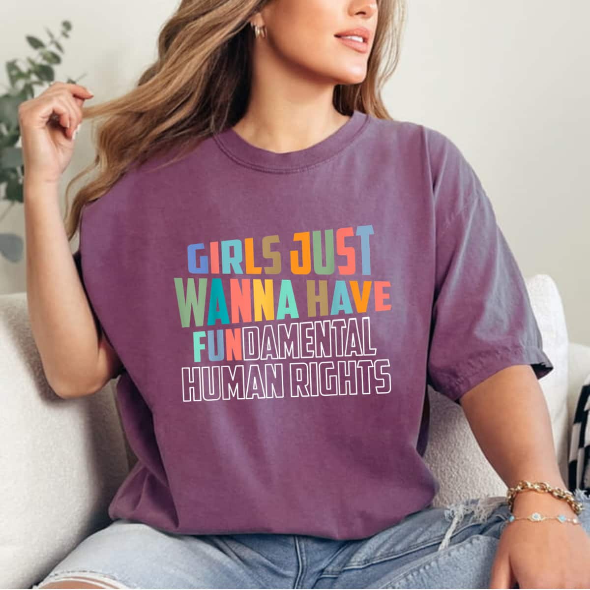 Girls Just Wanna Have Fundamental Human Rights Feminist T-Shirt Girls Just Wanna Have Fundamental Human Rights Feminist T-Shirt