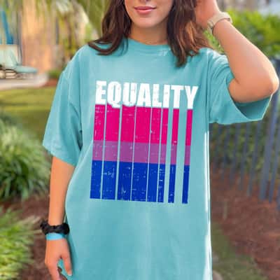 Womens LGBT-Q Equality Bisexual Pride LGBT-Q Ally Rainbow Flag T-Shirt