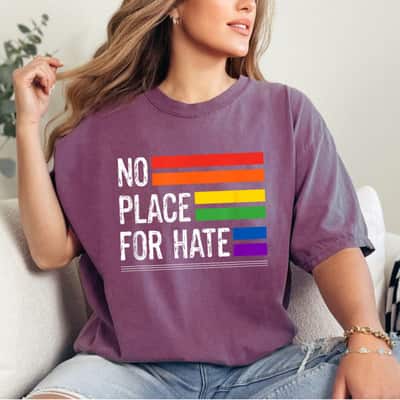 No Place For Hate LGBTQ Gay Pride Equality Diversity Support T-Shirt