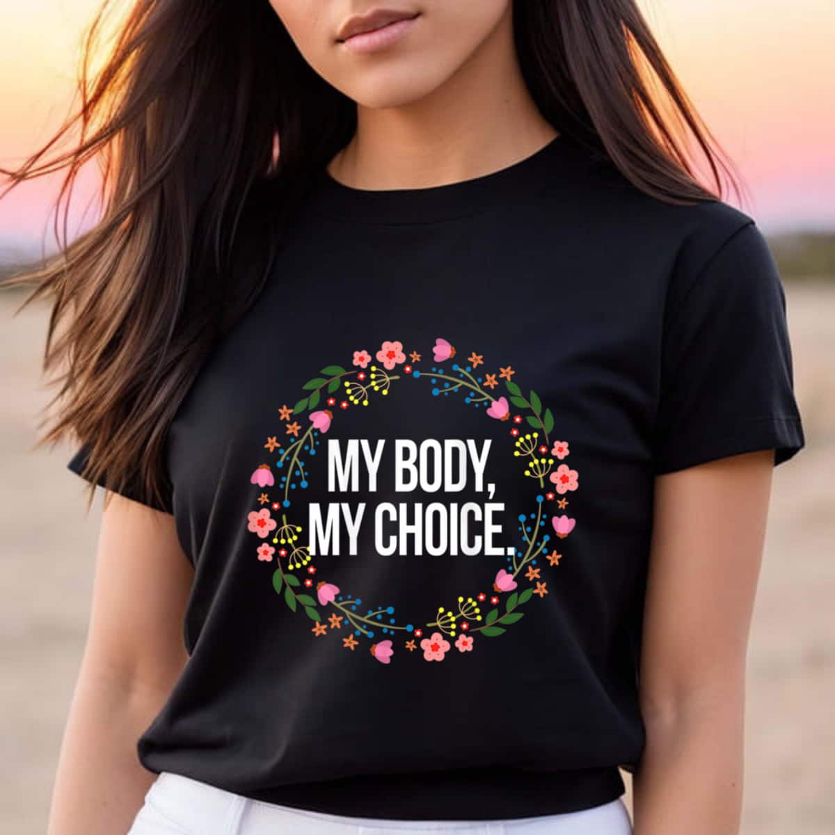 Strong Women My Body My Choice Feminist Vintage Floral T-Shirt Strong Women My Body My Choice Feminist Vintage Floral T-Shirt