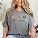Be Kind Leopard Hearts Kindness Inspirational Girls Be Kind Feminist T-Shirt