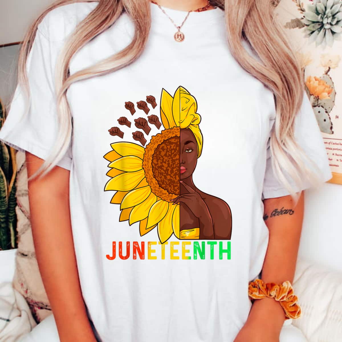 Strong Women Juneteenth Black Women Sunflower T-Shirt Strong Women Juneteenth Black Women Sunflower T-Shirt