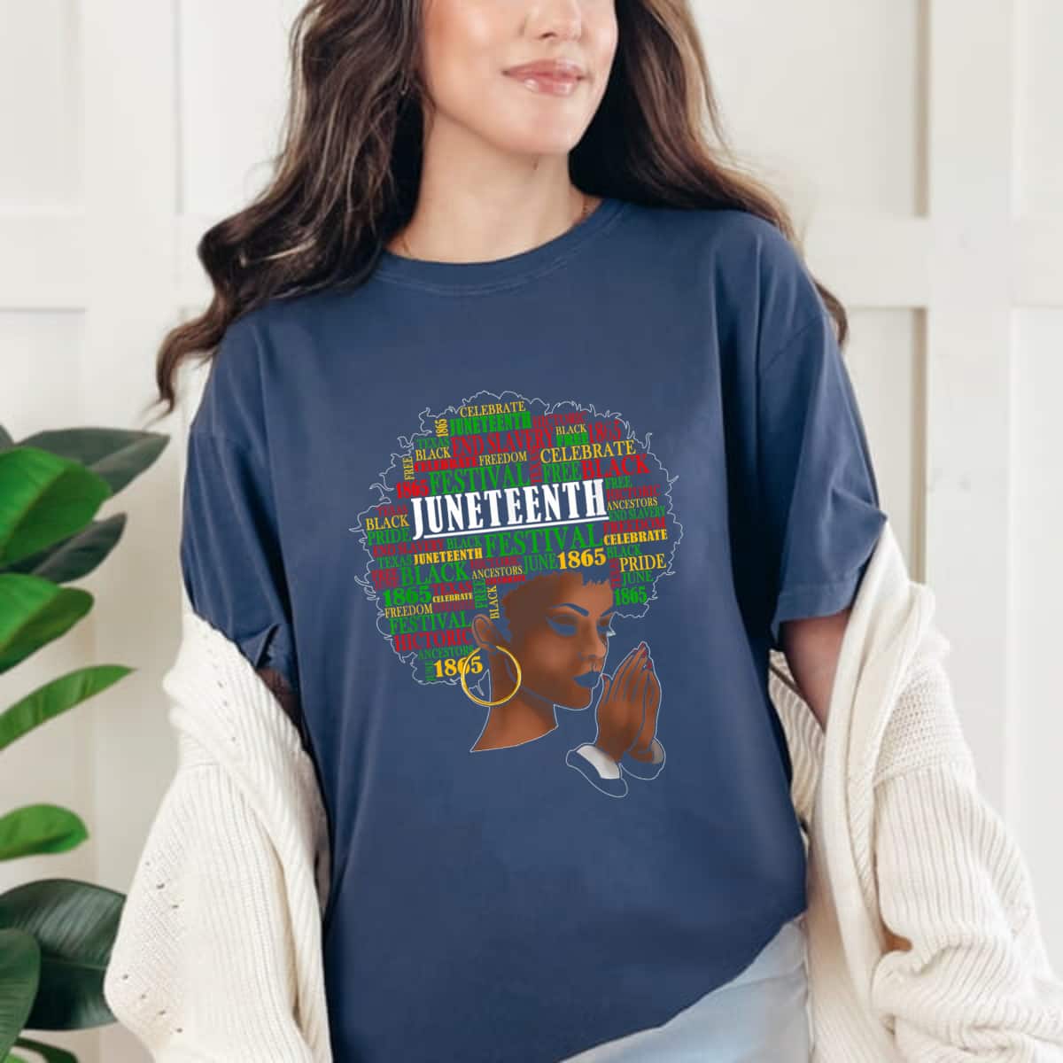 Strong Women Juneteenth Melanin Black Women Natural Hair Afro Word Art T-Shirt Strong Women Juneteenth Melanin Black Women Natural Hair Afro Word Art T-Shirt