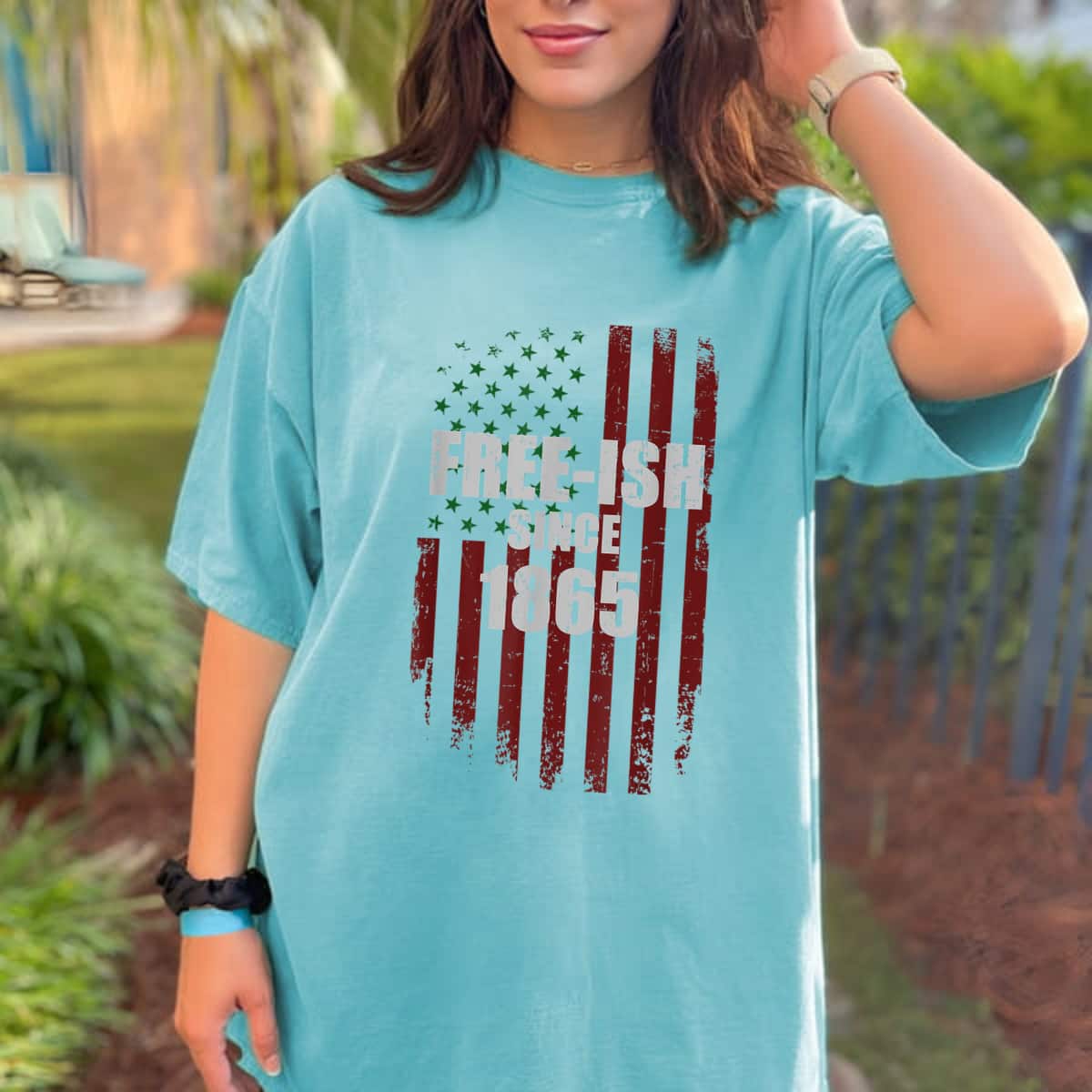 Strong Women Free-ish Since 1865 African American Flag For Juneteenth T-Shirt Strong Women Free-ish Since 1865 African American Flag For Juneteenth T-Shirt