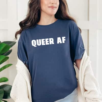 Queer AF Gay Pride Month LGBTQ Proud Ally Gender Equality T-Shirt