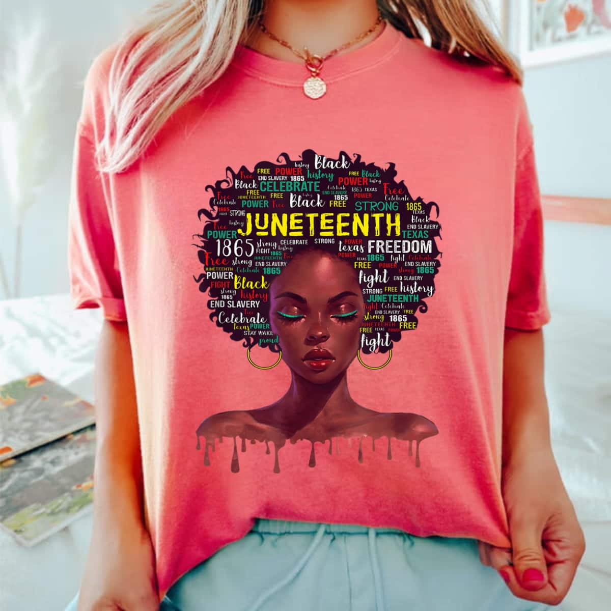 Strong Women Juneteenth Afro Beautiful Black Pride 2022 T-Shirt Strong Women Juneteenth Afro Beautiful Black Pride 2022 T-Shirt