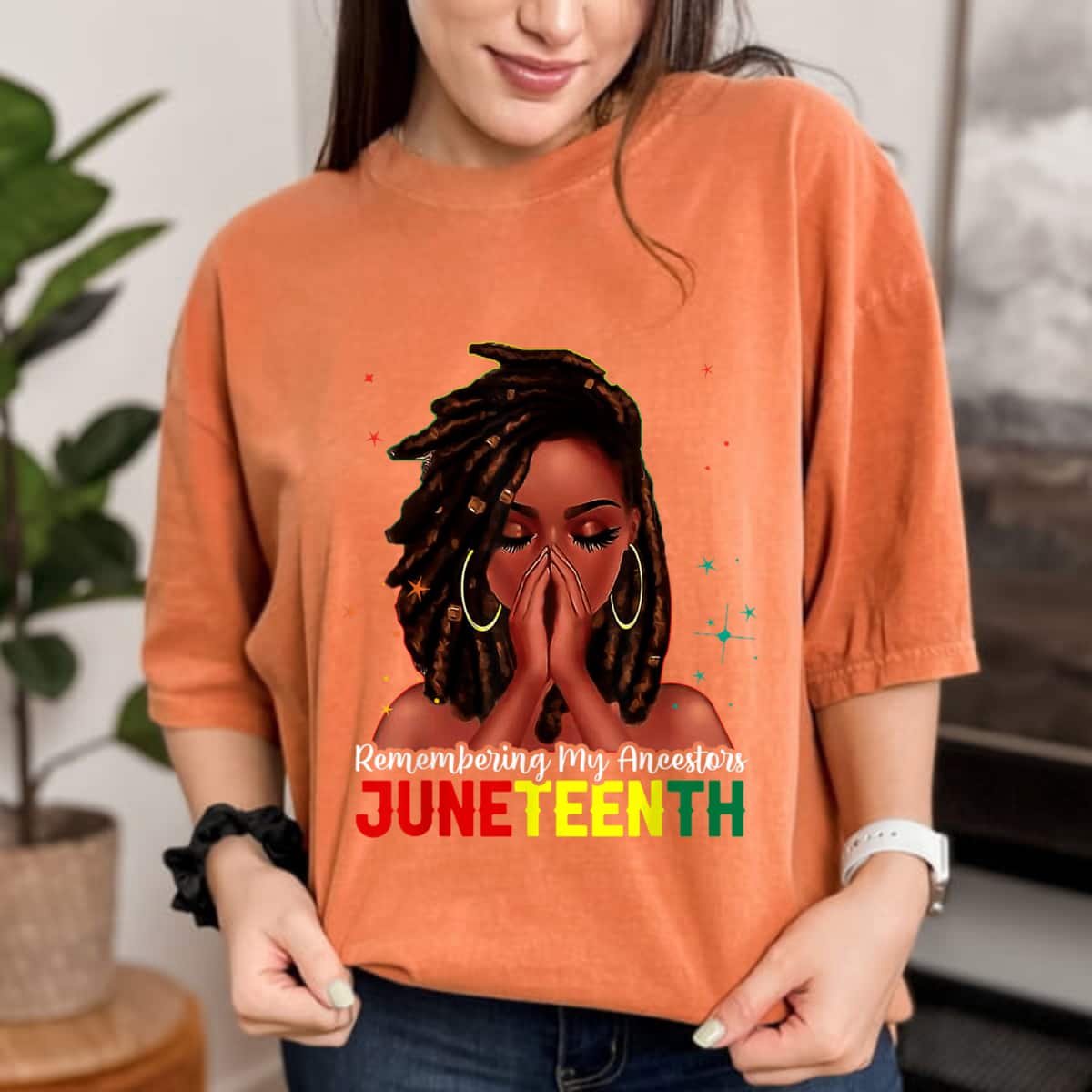 Strong Women Loc'd Hair Black Woman Remembering My Ancestors Juneteenth T-Shirt Strong Women Loc'd Hair Black Woman Remembering My Ancestors Juneteenth T-Shirt