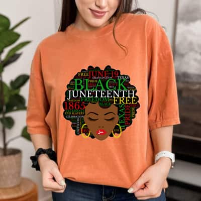 Strong Women Juneteenth Natural Hair Afro Word Art Melanin Black Women T-Shirt