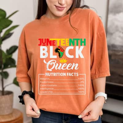 Strong Women Juneteenth Womens Black Queen Nutritional Facts Freedom Day T-Shirt