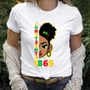 Strong Women Juneteenth 1865 Afro Puff Hair Women Girls Teens T-Shirt