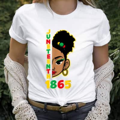 Strong Women Juneteenth 1865 Afro Puff Hair Women Girls Teens T-Shirt