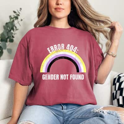 Error 404 Gender Not Found Nonbinary Flag Non Binary Pride T-Shirt