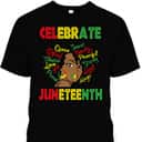 Strong Women Black Women Messy Bun Juneteenth Celebrate Indepedence Day Premium T-Shirt