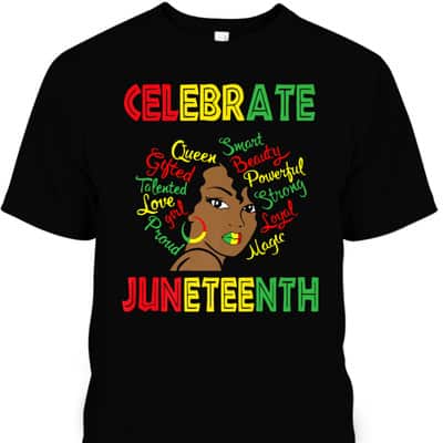 Strong Women Black Women Messy Bun Juneteenth Celebrate Indepedence Day Premium T-Shirt