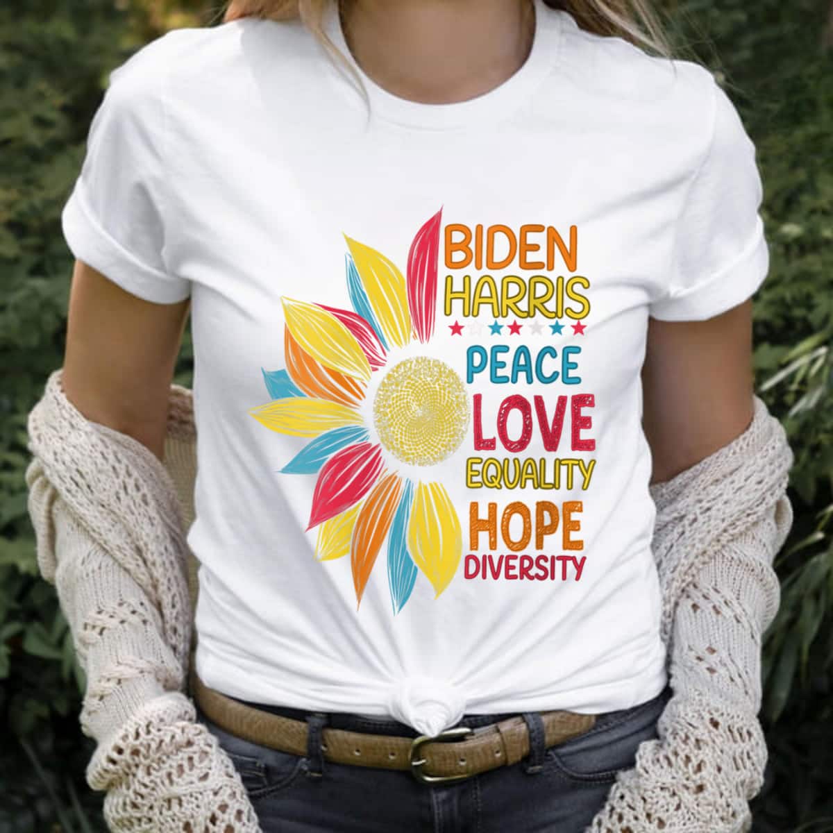 Womens Biden Harris Peace Love Equality Hope Diversity T-Shirt Womens Biden Harris Peace Love Equality Hope Diversity T-Shirt