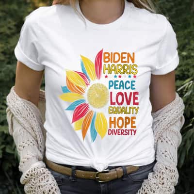 Womens Biden Harris Peace Love Equality Hope Diversity T-Shirt