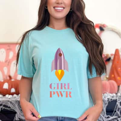 Girl Power Space Rocket And Girls T-Shirt