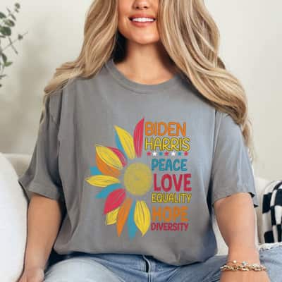 Biden Harris Peace Love Equality Hope Diversity T-Shirt