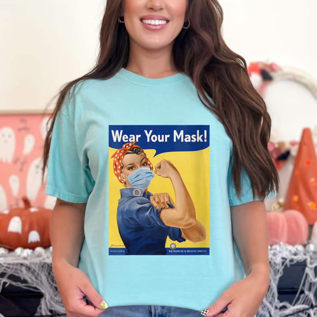 Womens Rosie The Riveter Wear Your Face Mask Stop Anti-Maskers Gift T-Shirt Womens Rosie The Riveter Wear Your Face Mask Stop Anti-Maskers Gift T-Shirt