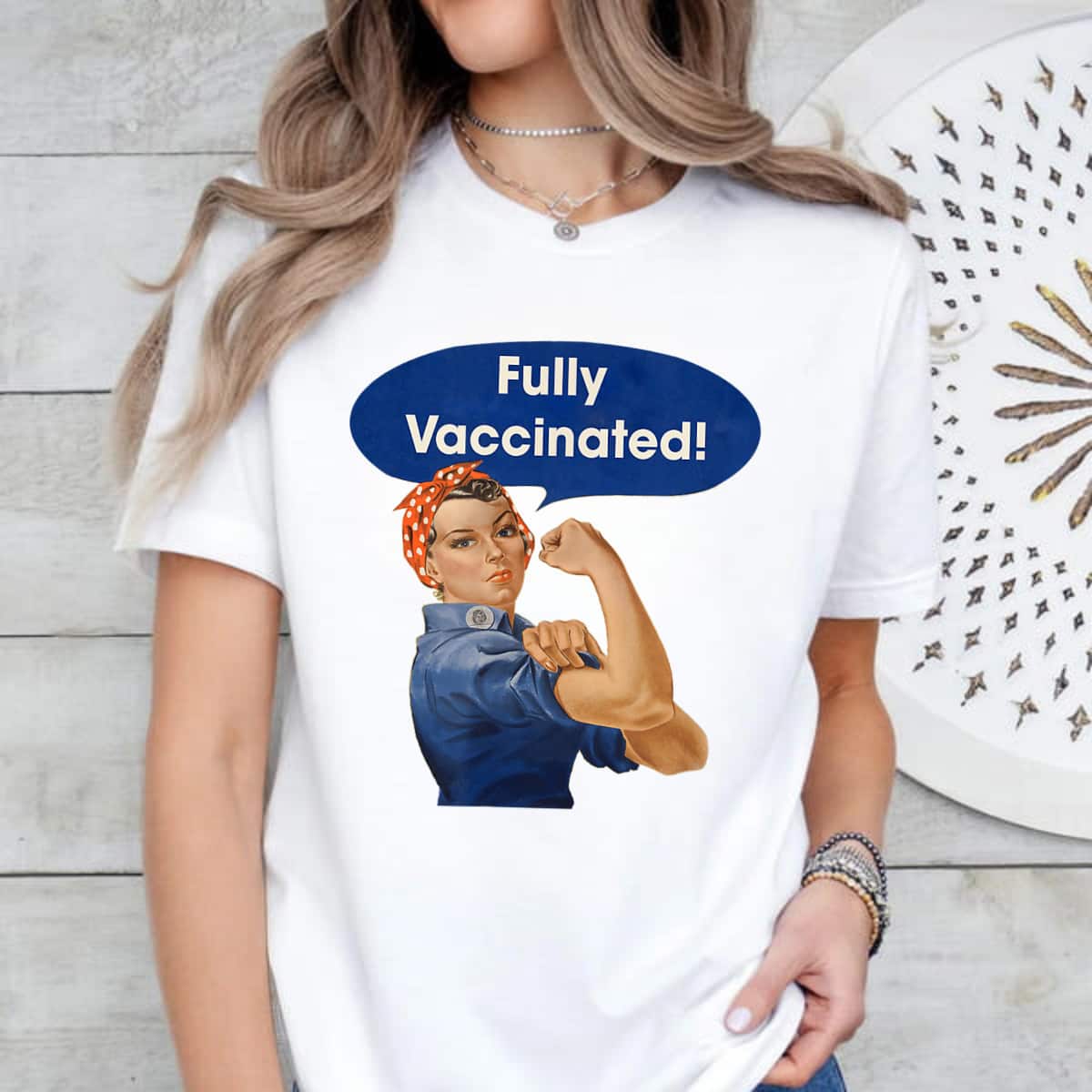 Vaccinated Fully Rosie The Riveter I'm Vaccinated Womens T-Shirt Vaccinated Fully Rosie The Riveter I'm Vaccinated Womens T-Shirt