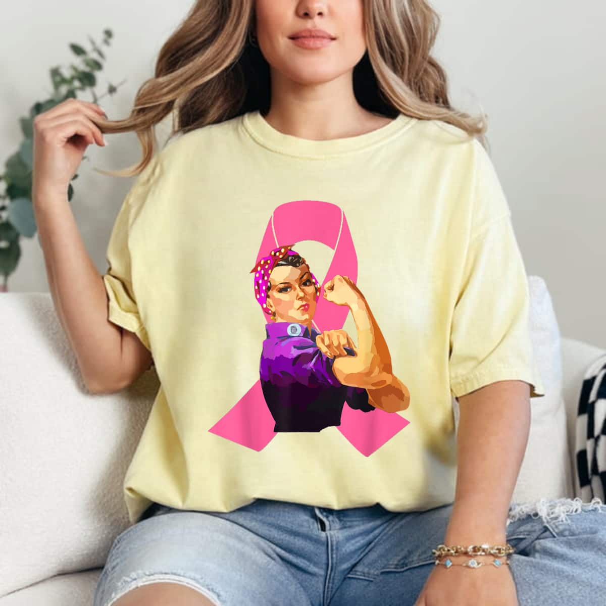 Awesome Rosie The Riveter We Can Do It Breast Cancer T-Shirt Awesome Rosie The Riveter We Can Do It Breast Cancer T-Shirt