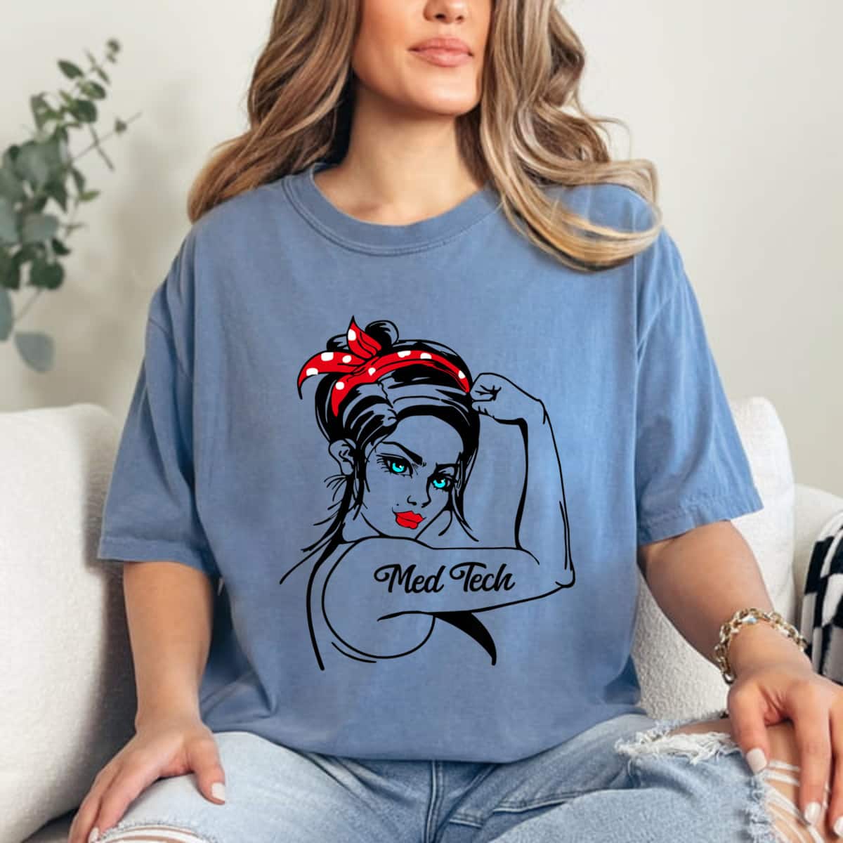 Female Med Tech Rosie The Riveter Pin Up Girl T-Shirt Female Med Tech Rosie The Riveter Pin Up Girl T-Shirt