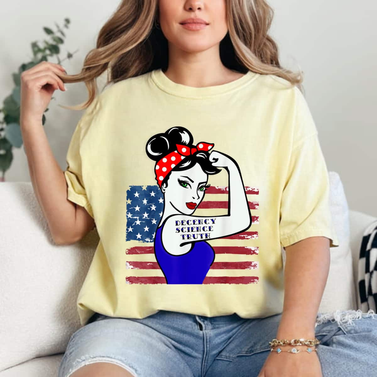 Decency Science Truth Win Women Rosie The Riveter T-Shirt Decency Science Truth Win Women Rosie The Riveter T-Shirt