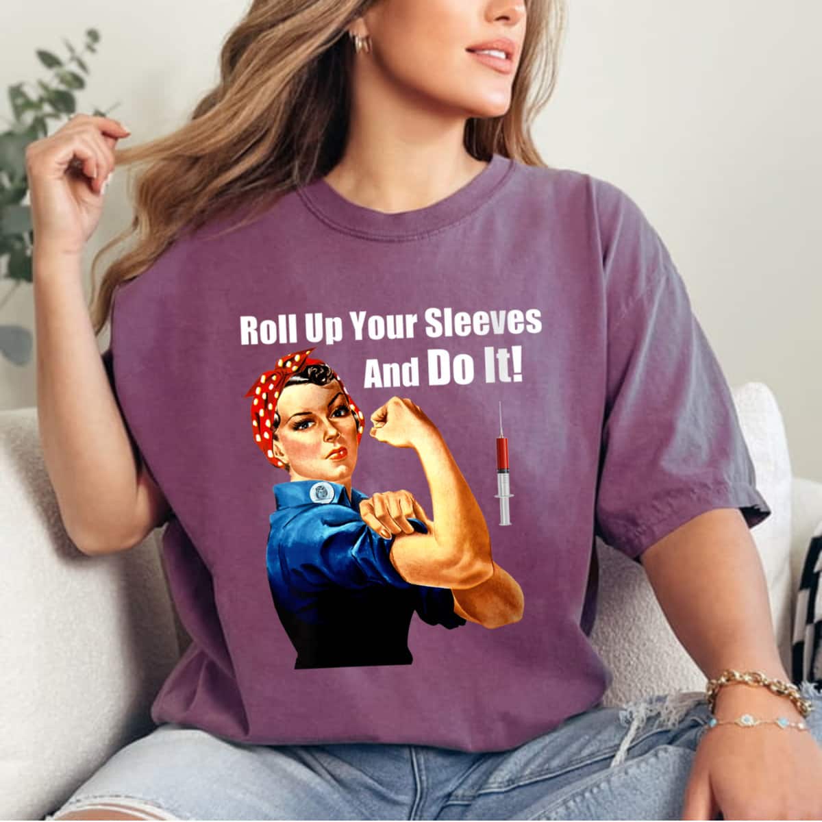 Womens ProVaccine Rosie The Riveter Get Vaccinated Do It T-Shirt Womens ProVaccine Rosie The Riveter Get Vaccinated Do It T-Shirt