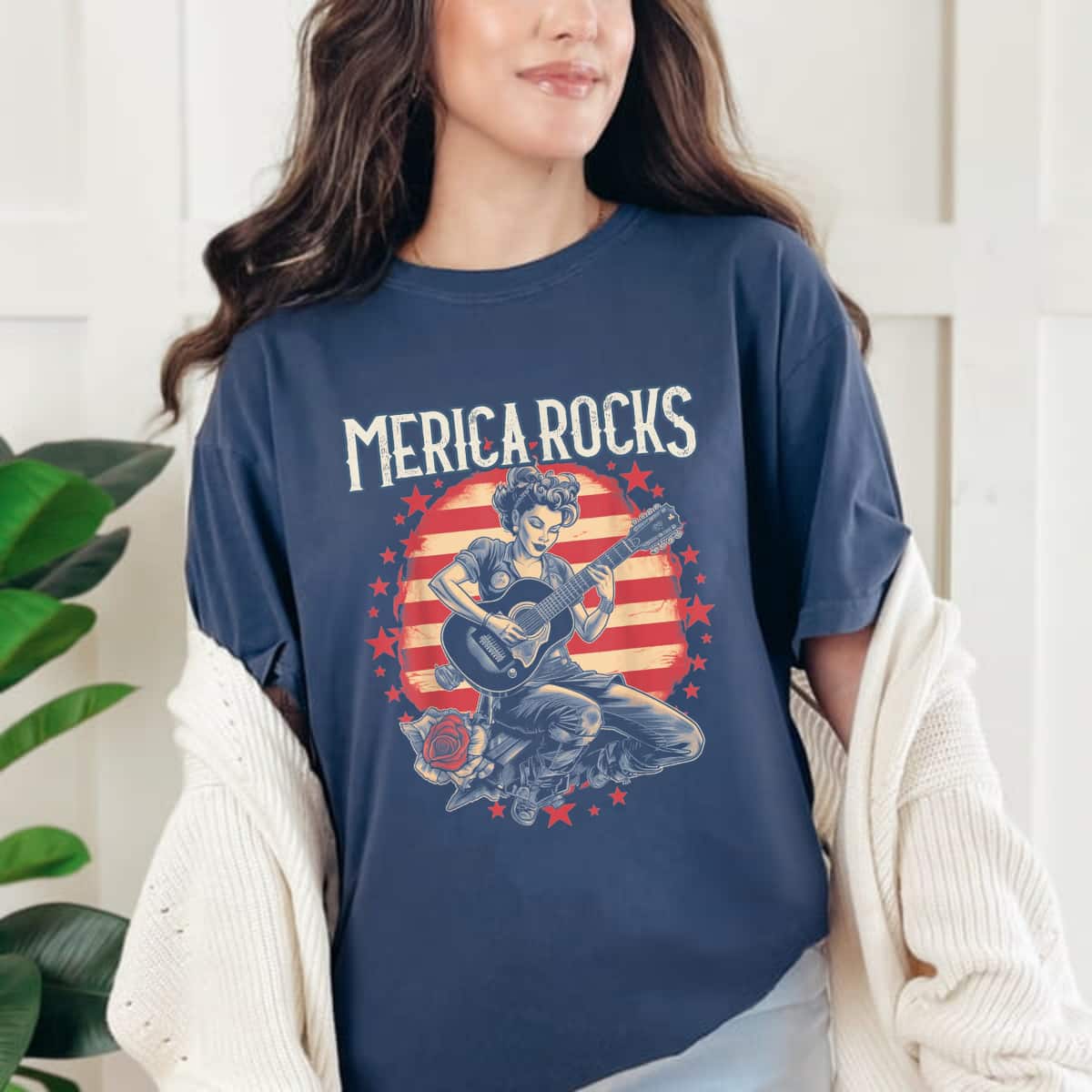 Rosie The Riveter 4th Of July Country Rock Music Funny T-Shirt Rosie The Riveter 4th Of July Country Rock Music Funny T-Shirt
