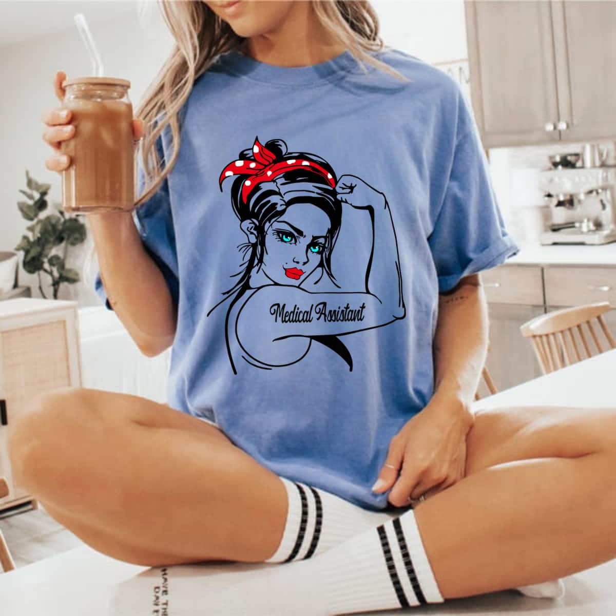 Medical Assistant Rosie The Riveter Pin Up T-Shirt Medical Assistant Rosie The Riveter Pin Up T-Shirt