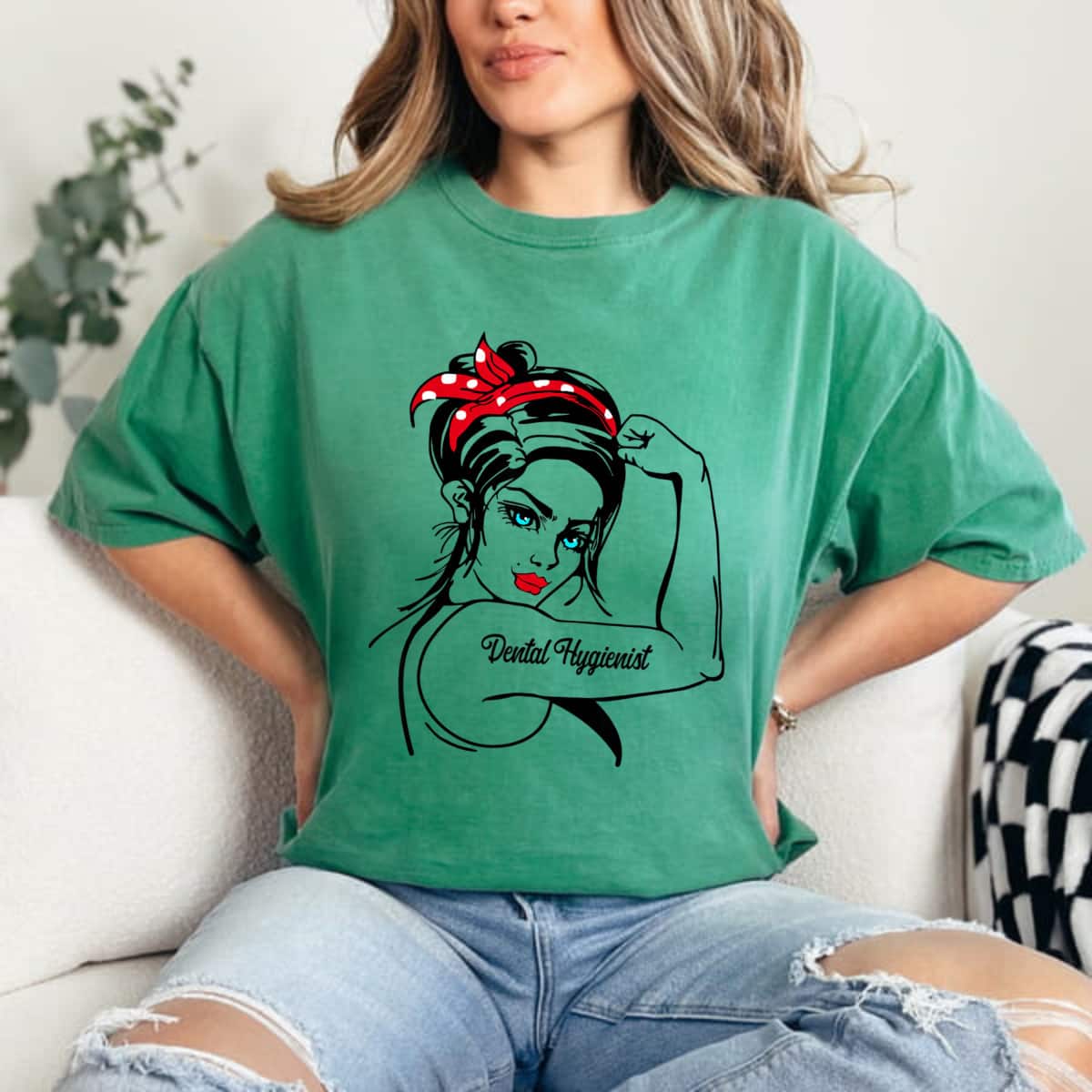Dental Hygienist Rosie The Riveter Pin Up T-Shirt Dental Hygienist Rosie The Riveter Pin Up T-Shirt