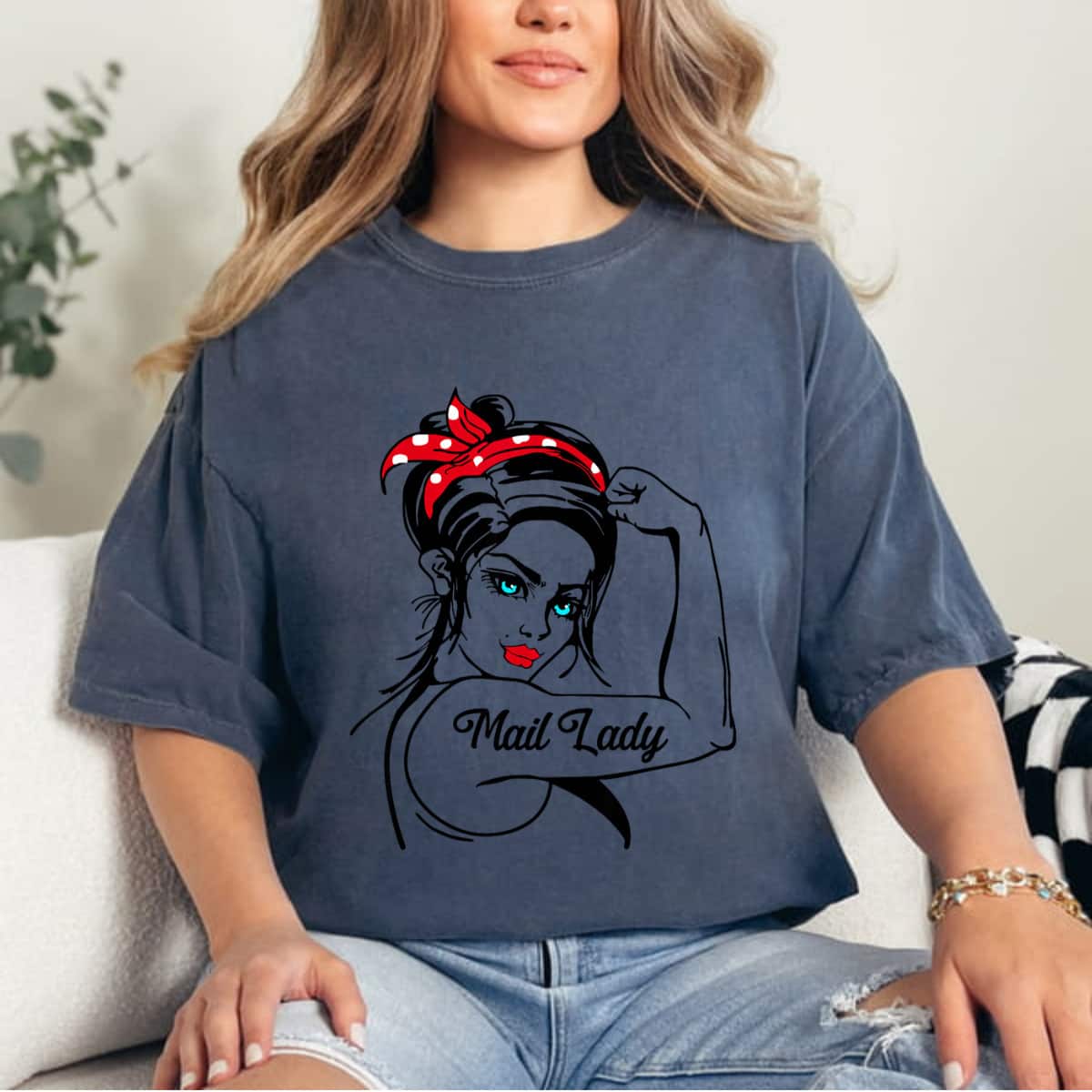 Post Office Postal Worker Rosie The Riveter Mail Lady T-Shirt Post Office Postal Worker Rosie The Riveter Mail Lady T-Shirt