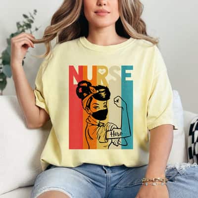 Womens Vintage Rosie The Riveter Nurse Face Mask Edition T-Shirt