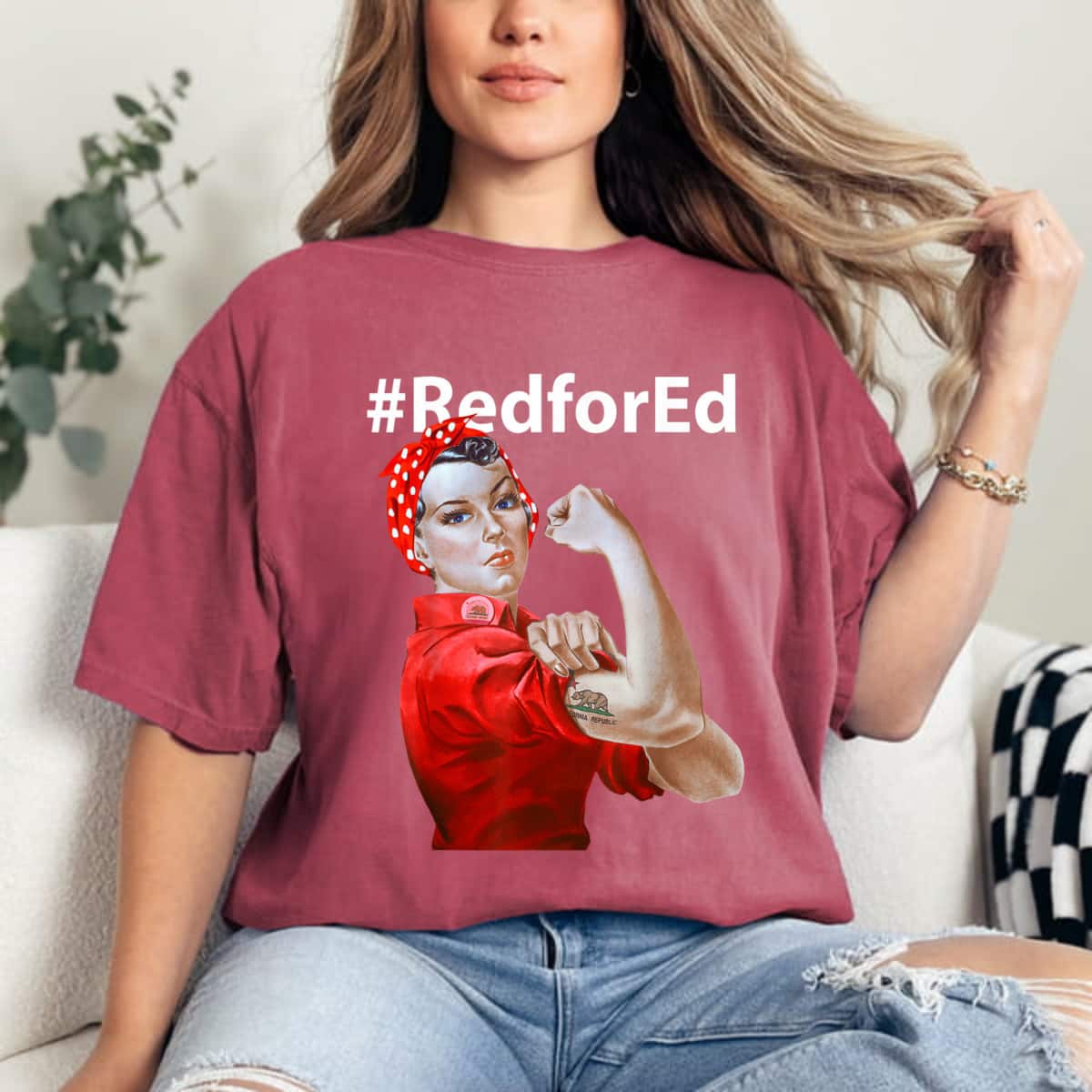 Red For Ed California Rosie The Riveter T-Shirt Red For Ed California Rosie The Riveter T-Shirt