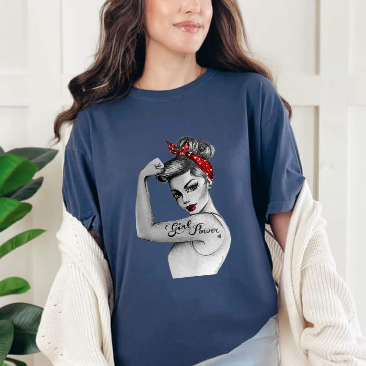 GirlPower PinUp Retro Modern Rosie The Riveter Feminist Icon T-Shirt GirlPower PinUp Retro Modern Rosie The Riveter Feminist Icon T-Shirt