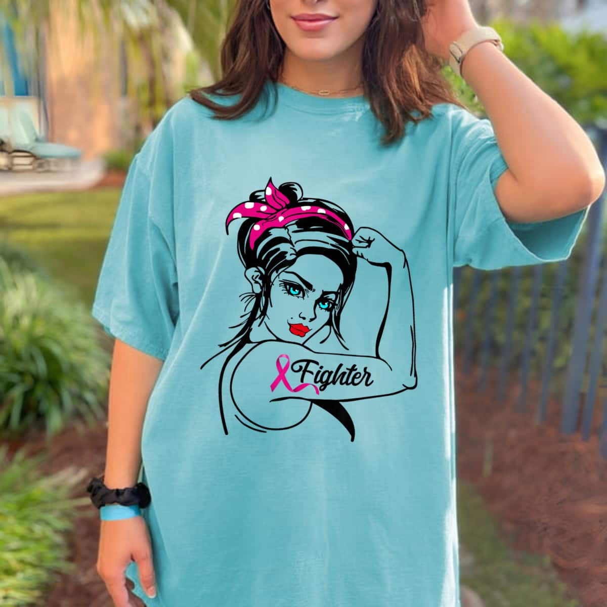 Fighter Rosie The Riveter Breast Cancer Awareness T-Shirt Fighter Rosie The Riveter Breast Cancer Awareness T-Shirt