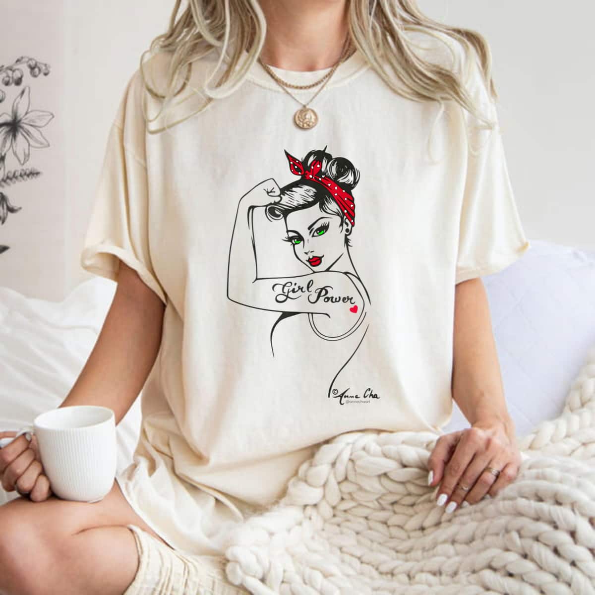 Girl Power Modern Rosie The Riveter Pin Up Retro Vintage Art T-Shirt Girl Power Modern Rosie The Riveter Pin Up Retro Vintage Art T-Shirt