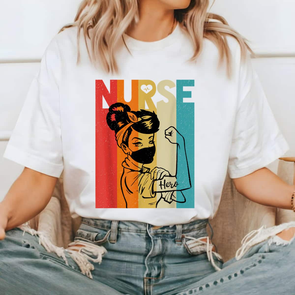 Vintage Rosie The Riveter Nurse Face Mask Edition T-Shirt Vintage Rosie The Riveter Nurse Face Mask Edition T-Shirt