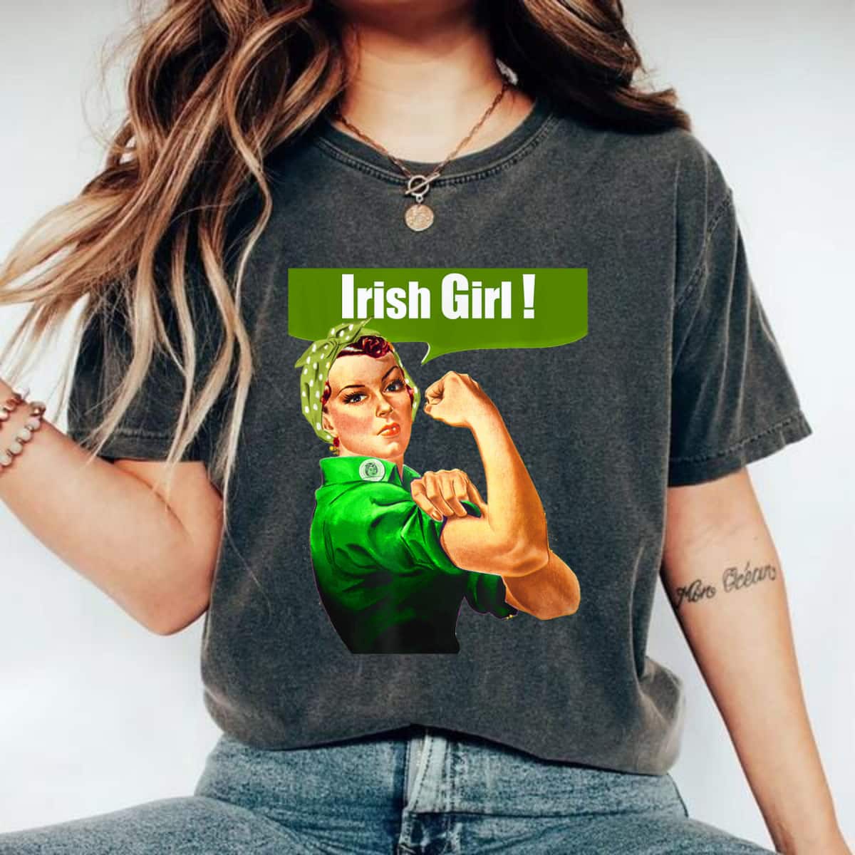 Rosie The Riveter Girl Irish Girl Pride T-Shirt Rosie The Riveter Girl Irish Girl Pride T-Shirt