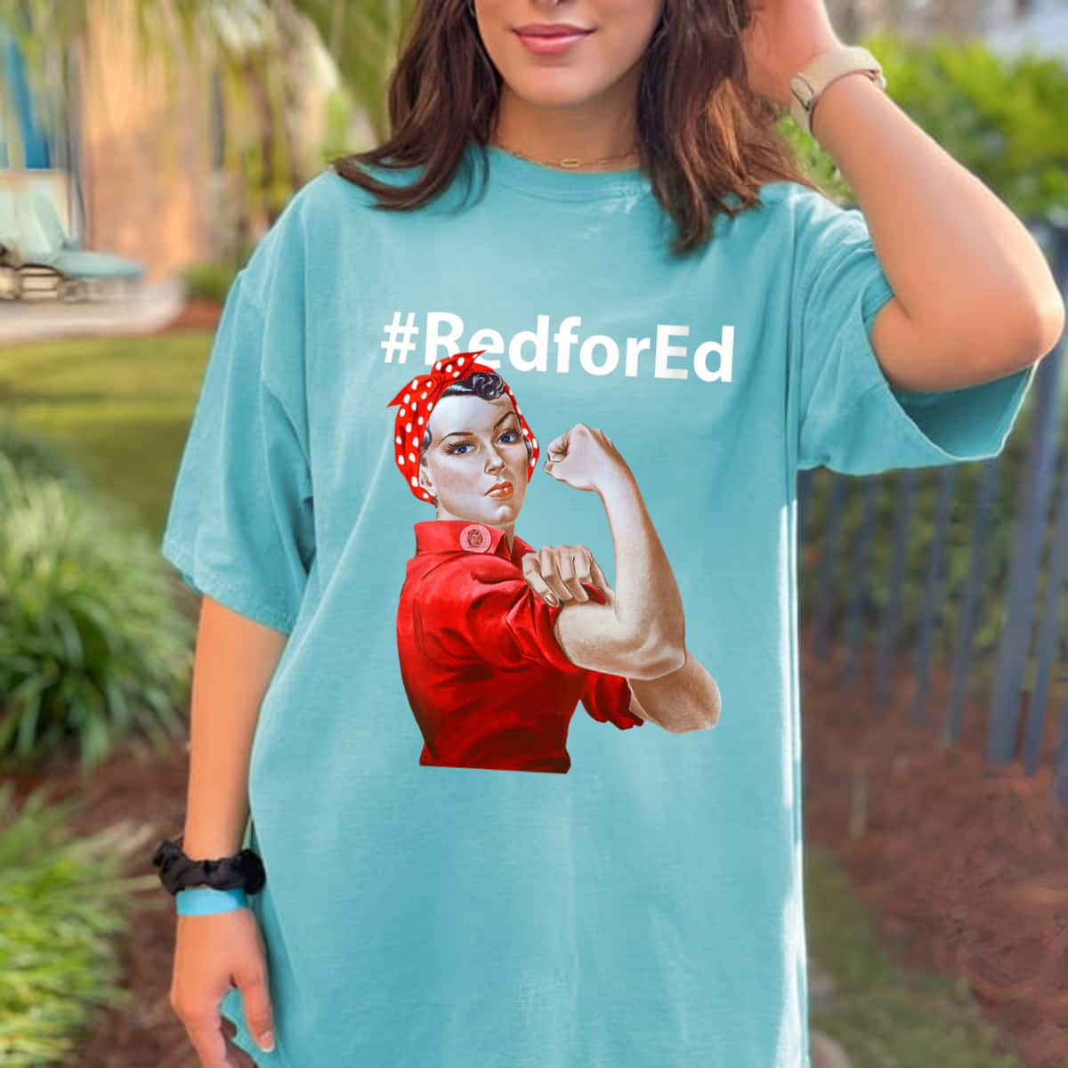 Womens Red For Ed Rosie The Riveter T-Shirt Womens Red For Ed Rosie The Riveter T-Shirt