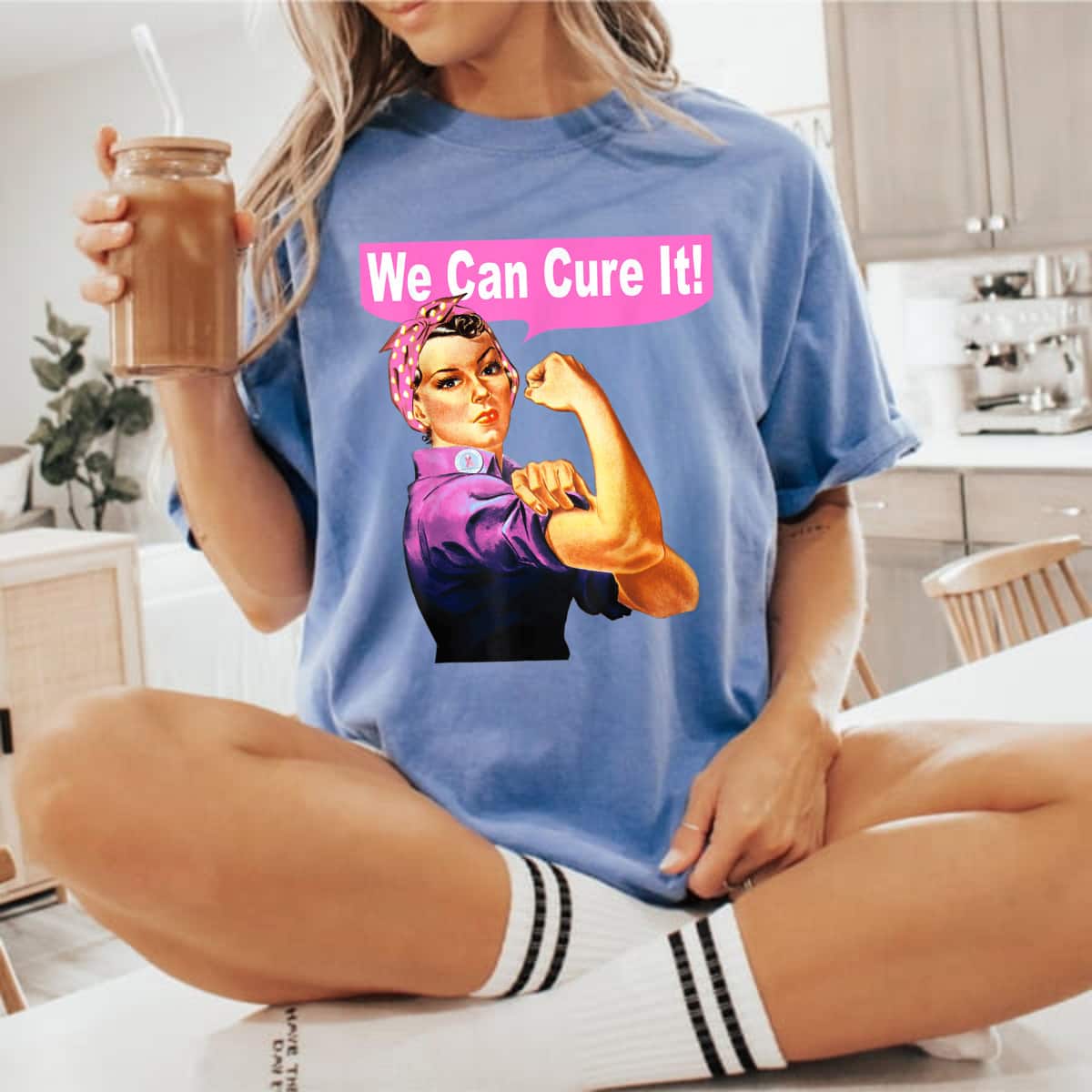 We Can Cure It - Rosie The Riveter - Breast Cancer T-Shirt We Can Cure It - Rosie The Riveter - Breast Cancer T-Shirt