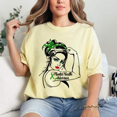 Mental Health Warrior Rosie The Riveter Pin Up T-Shirt