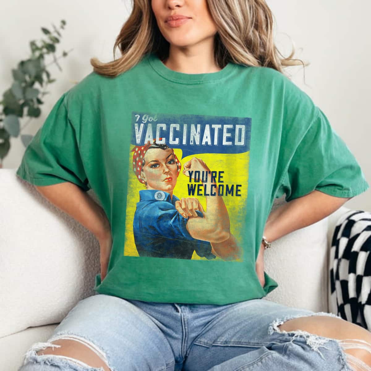 Womens Pro Vaccine, I Got Vaccinated, Rosie The Riveter Vaccinator T-Shirt Womens Pro Vaccine, I Got Vaccinated, Rosie The Riveter Vaccinator T-Shirt