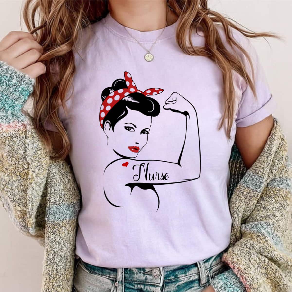 Rosie The Riveter Graphic For Nurse T-Shirt Rosie The Riveter Graphic For Nurse T-Shirt