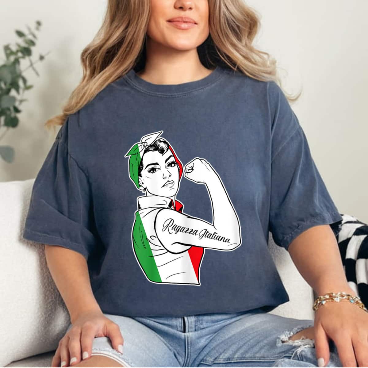 Womens Rosie The Riveter Feminist Italy Pride - Italian T-Shirt Womens Rosie The Riveter Feminist Italy Pride - Italian T-Shirt