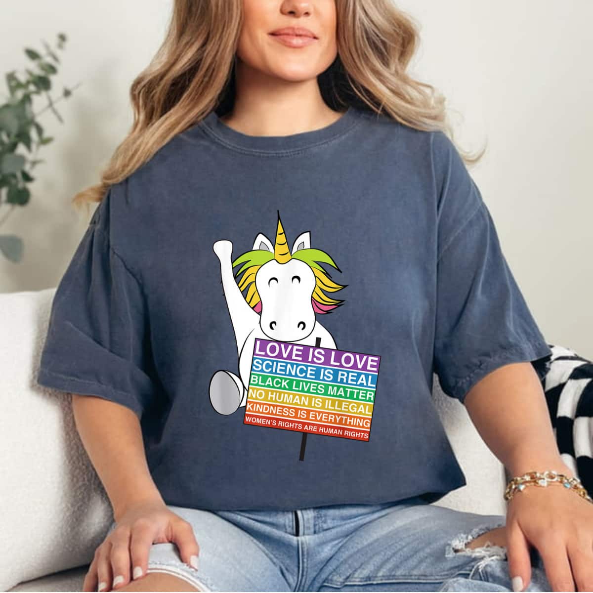 Human Rights Unicorn Equality Social Justice Womens T-Shirt Human Rights Unicorn Equality Social Justice Womens T-Shirt